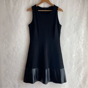 Black Tape Black Sleeveless Chic Dress Faux Leather Trim Women’s M